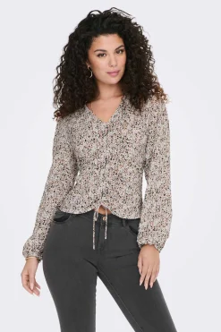 Blusa Manga Comprida Gola Em Bico