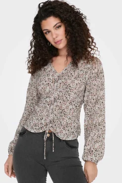 Blusa Manga Comprida Gola Em Bico