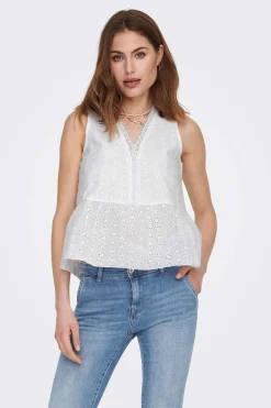 Blusa Sem Mangas Decote Em Bico