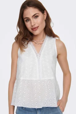 Blusa Sem Mangas Decote Em Bico