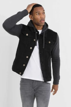 Blusao Denim Combinado Capuz