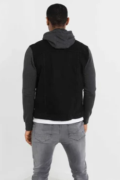 Blusao Denim Combinado Capuz