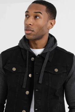 Blusao Denim Combinado Capuz