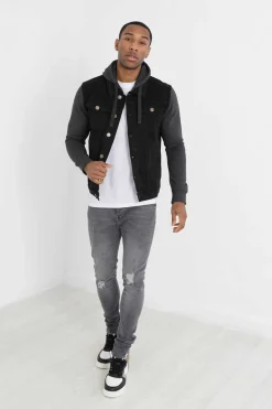 Blusao Denim Combinado Capuz