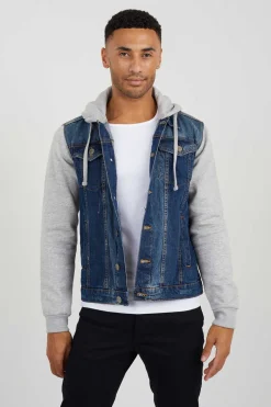 Blusao Denim Combinado Capuz