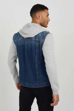 Blusao Denim Combinado Capuz