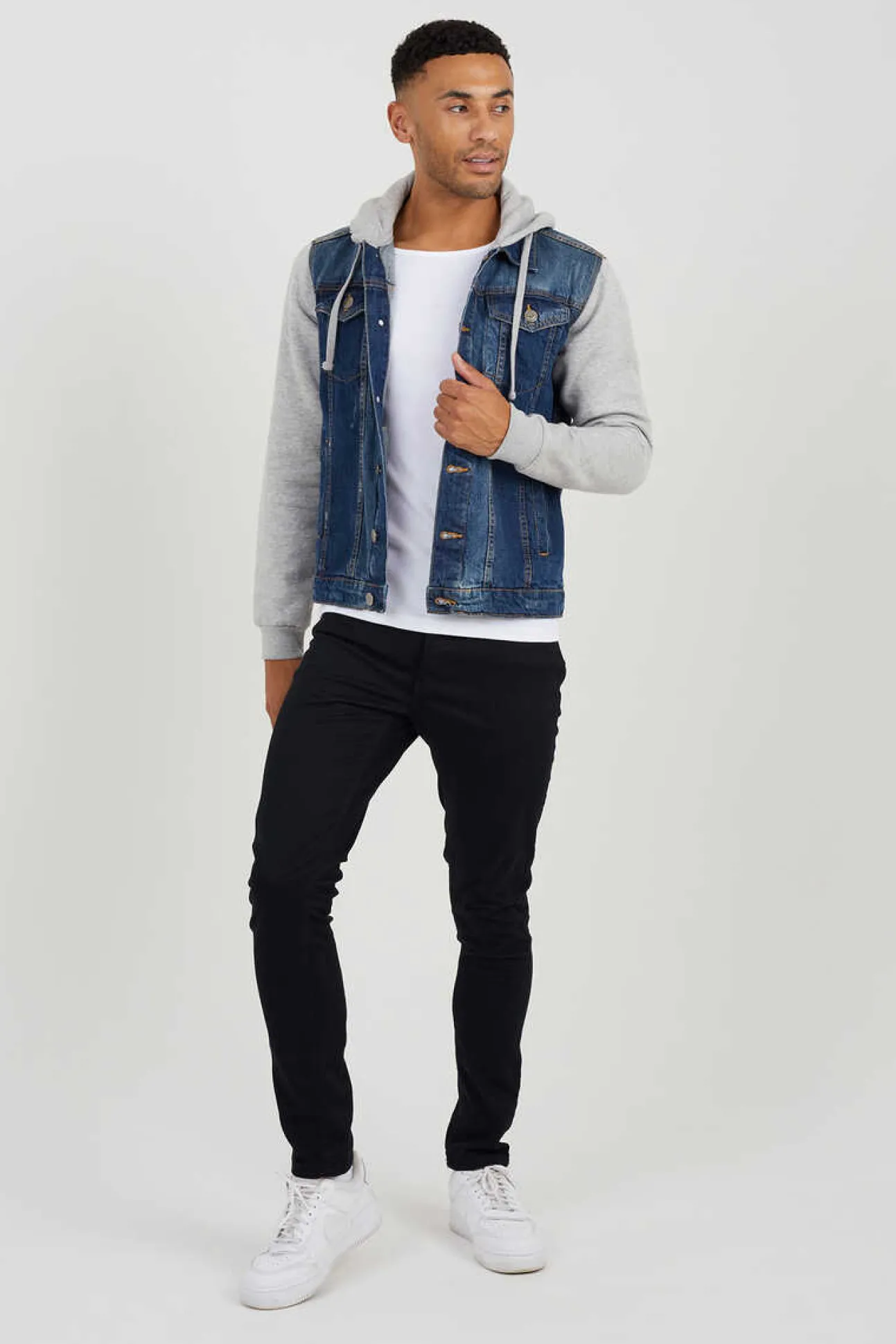 Blusao Denim Combinado Capuz