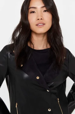 Blusao Efeito Pele Botoes