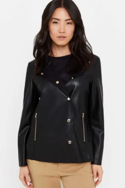 Blusao Efeito Pele Botoes