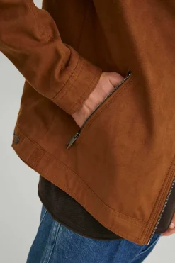 Blusao Motard Efeito Couro