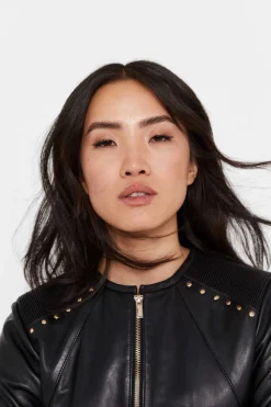 Blusao Pele Combinado Malha