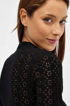 Body Manga Comprida Tecido Rendilhado