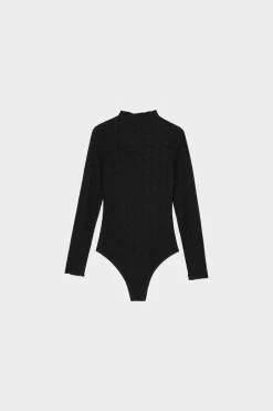 Body Manga Comprida Tecido Rendilhado