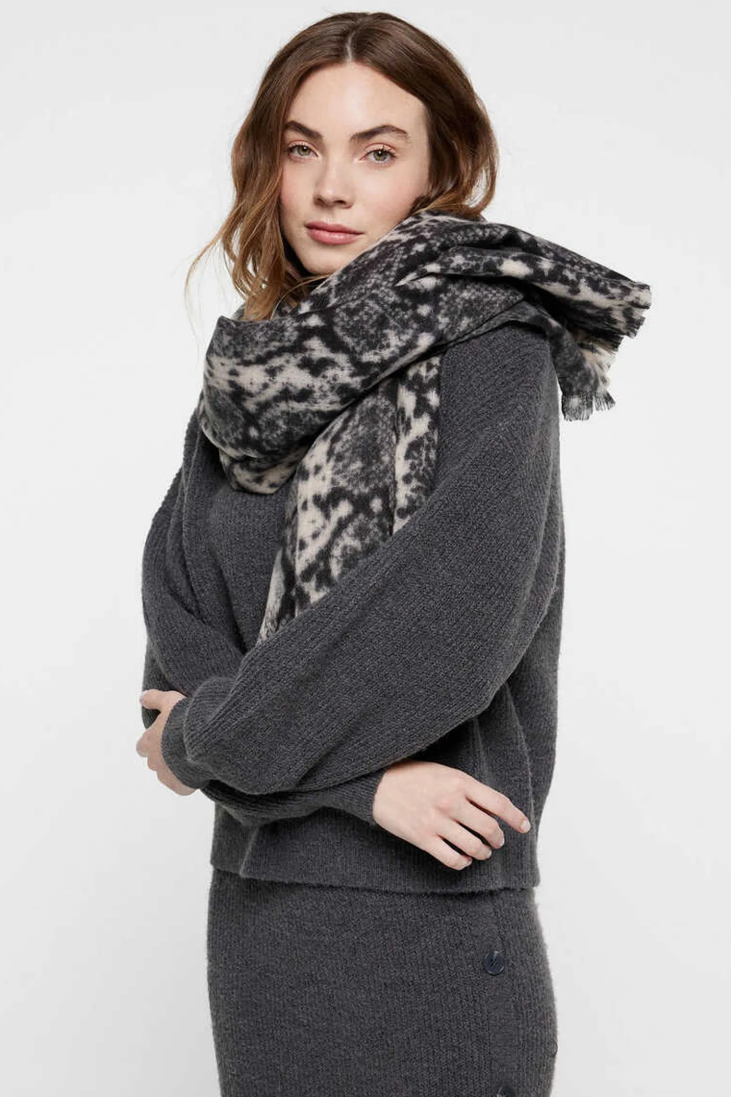 Cachecol Comprido Com Estampado Print