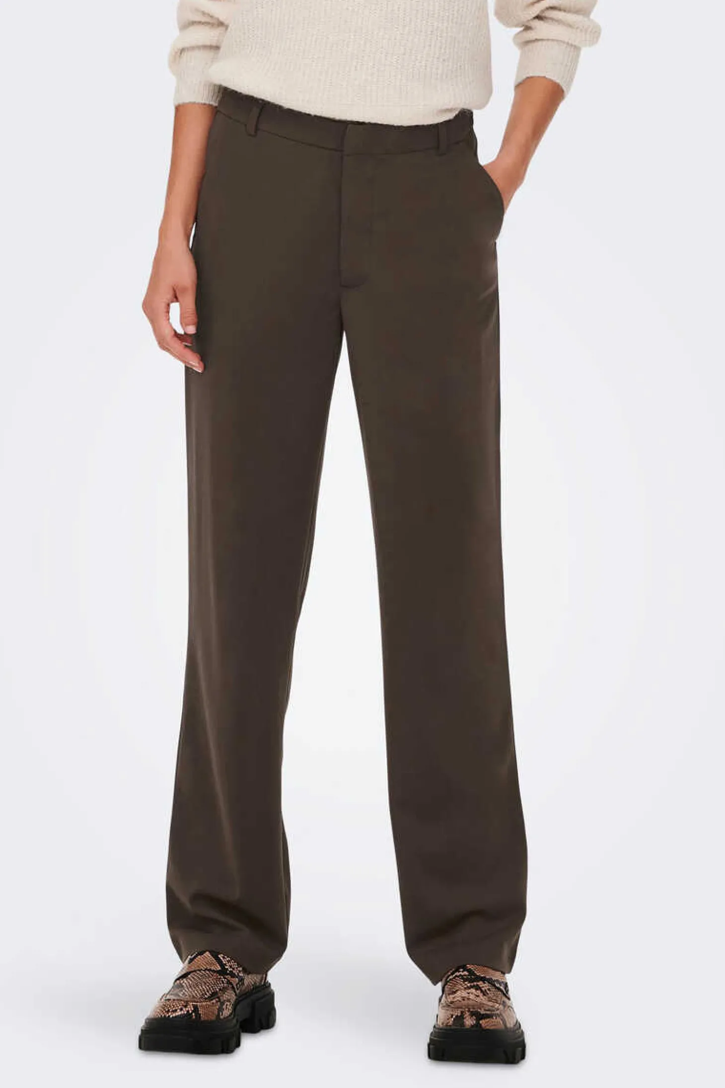 Calca Corte Reto De Cintura Media