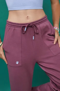 Calcas Compridas Flare Felpa Bordeaux