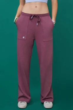 Calcas Compridas Flare Felpa Bordeaux