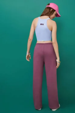 Calcas Compridas Flare Felpa Bordeaux