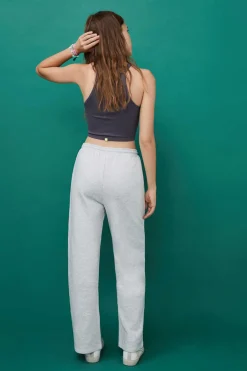 Calcas Compridas Flare Felpa Cinzentas