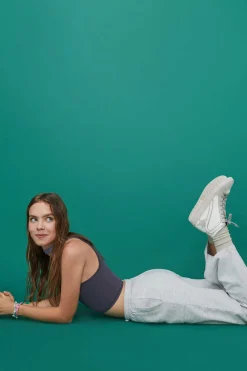 Calcas Compridas Flare Felpa Cinzentas