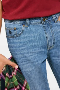 Calcas De Ganga Lavadas, Corte Regular Muito Leves Cor Media-Clara