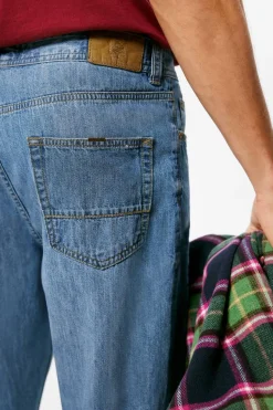 Calcas De Ganga Lavadas, Corte Regular Muito Leves Cor Media-Clara