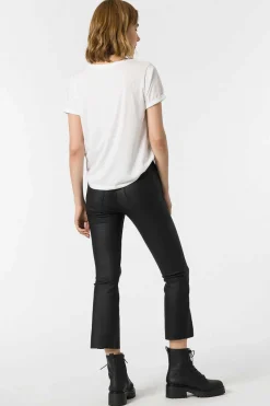 Calcas Megan Cropped Flare Coated De Cintura Subida