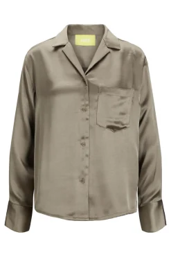 Camisa Acetinada De Manga Comprida