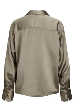 Camisa Acetinada De Manga Comprida