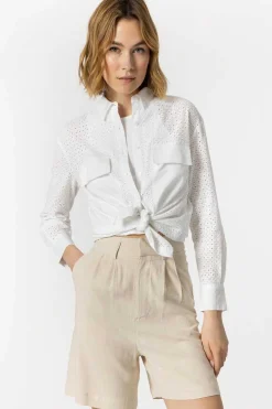 Camisa Bordado Ingles Com Bolsos A Frente