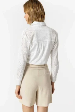 Camisa Bordado Ingles Com Bolsos A Frente