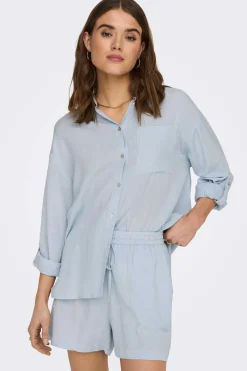 Camisa De Algodao E Linho