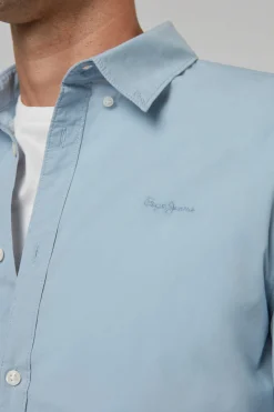 Camisa De Algodao Unicolor Slim Fit.