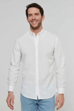 Camisa De Algodao Unicolor Slim Fit.