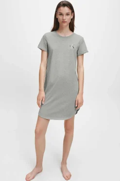 Camisa De Dormir De Algodao Com Logotipo Da Calvin Klein