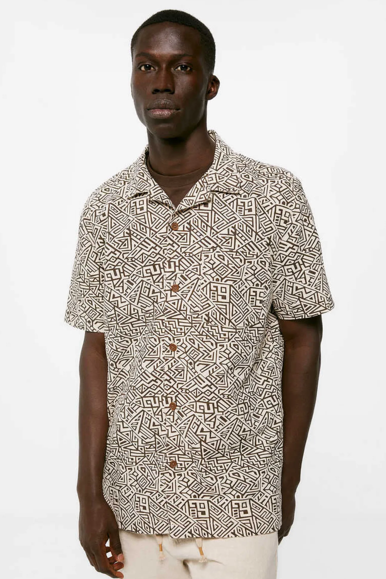 Camisa De Linho Estampada