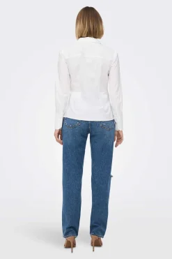 Camisa Manga Comprido Colarinho De Lapelas