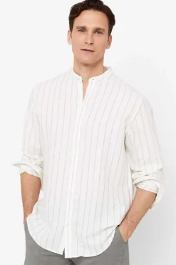 Camisa Polo Riscas Linho Algodao