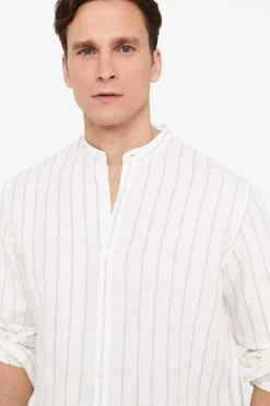 Camisa Polo Riscas Linho Algodao