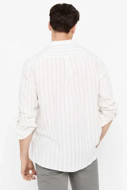 Camisa Polo Riscas Linho Algodao