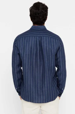 Camisa Polo Riscas Linho Algodao