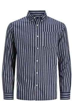 Camisa Sarja Riscas Slim Fit
