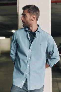 Camisa Slim Denim Manga Comprida