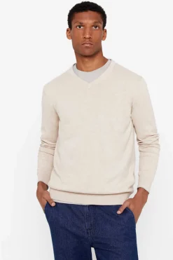 Camisola Algodao Caxemira Gola Em Bico