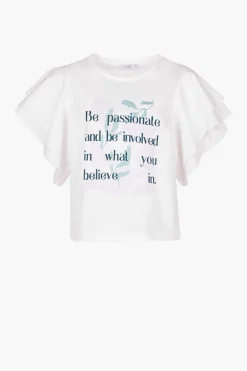 Camisola Com Folhos E Texto Frontal
