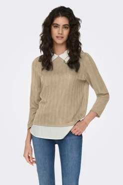 Camisola Com Gola De Camisa