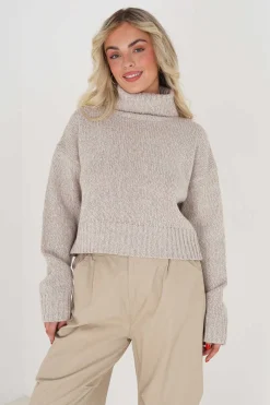 Camisola Cropped Jaspeada Com Gola Alta