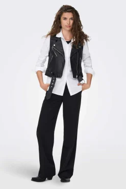 Camisola De Decote Redondo Mangas Caneladas