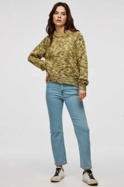 Camisola De Malha Multicolor De Gola Redonda