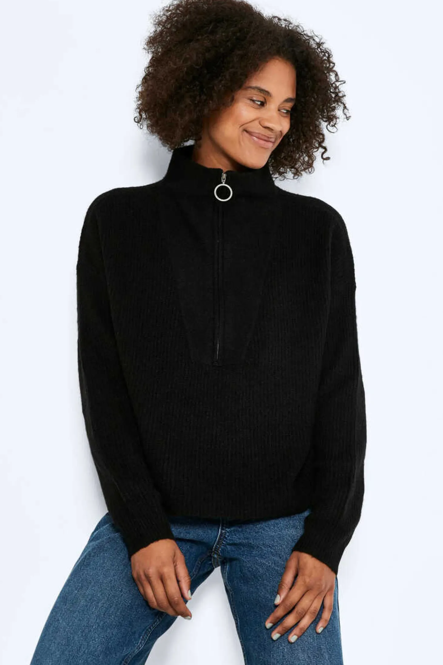 Camisola De Malha Oversize De Gola Alta